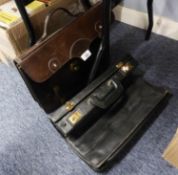 A GENT'S HEAVY QUALITY BROWN HIDE BRIEFCASE AND ANOTHER BRIEFCASE IN BROWN (2)