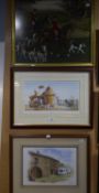 TWO MODERN TAPESTRY PICTURES AND SEVEN VARIOUS REPRODUCTION PRINTS (9)