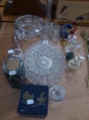 GOOD QUALITY PROFUSELY CUT GLASS OVAL DRESSING TABLE TRAY, RADIATING PATTERN TO A CASTELLATED