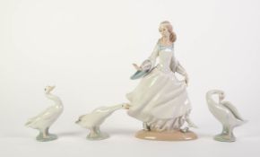 MODERN LLADRO PORCELAIN FIGURE OF CINDERELLA, modelled running and losing her left shoe, 9 ¾? (24.