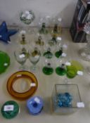 CAITHNESS ?SEAFORM? GLASS PAPERWEIGHT AND OTHER COLOURED GLASS WARE