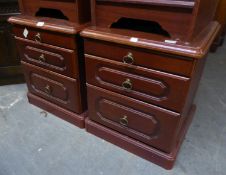 A PAIR OF MAHOGANY TWO DRAWER BEDSIDE PEDESTALS, EACH WITH A SLIDE