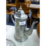 TUDRIC, ENGLAND, PEWTER COFFEE POT WITH HINGED DOMED LID
