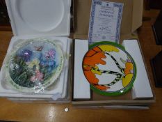 TWO BRADFORD EXCHANGE COLLECTORS PLATES, AFTER BIZARRE PATTERNS BY CLARICE CLIFF, AND A PAIR FROM