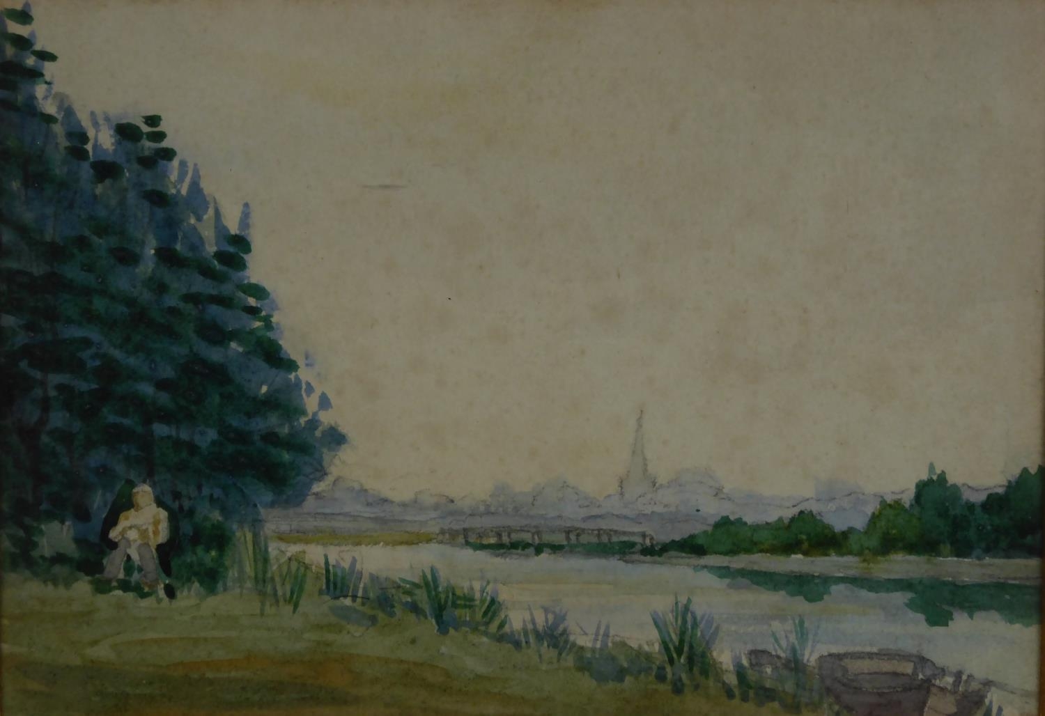 UNATTRIBUTED (EARLY TWENTIETH CENTURY) FIVE AMATEUR WATERCOLOUR DRAWINGS The largest, a riverscape