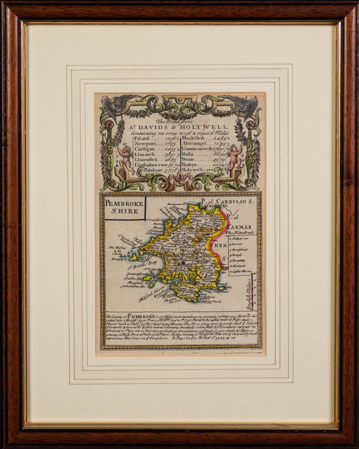 ANTIQUE HAND COLOURED MAP OF ?THE ROAD FROM ST. DAVID?S TO HOLYWELL, with a HAND COLOURED MAP OF - Image 2 of 2