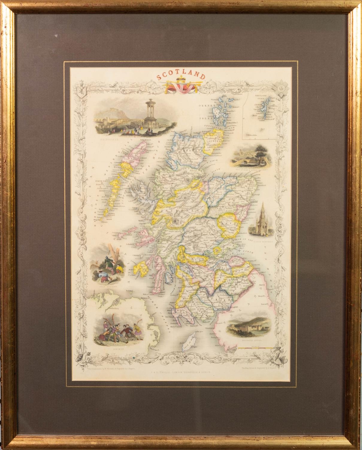 J. RAPKIN (19th Century) ENGRAVED AND HAND COLOURED MAP OF SCOTLAND, published by J & F Tallis, - Image 2 of 2