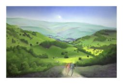 MACKENZIE THORPE (b.1956) ARTIST SIGNED LIMITED EDITION COLOUR PRINT ?Over Moor and Dale?, (49/