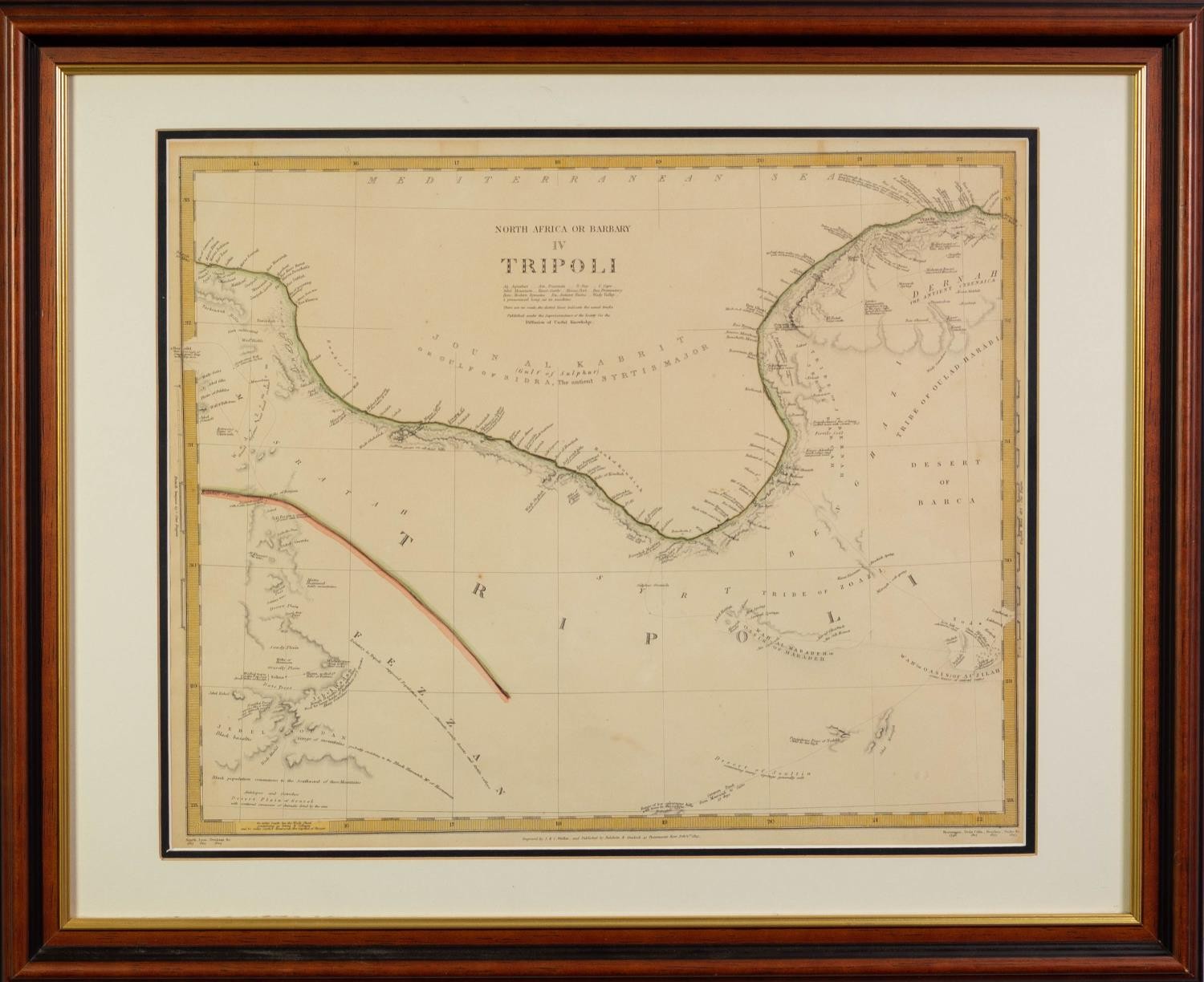 TWO NINETEENTH CENTURY HAND COLOURED MAPS PUBLISHED BY BALDWIN & CRADOCK TUNIS AND PART OF - Image 2 of 3