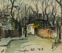 UNATRIBUTED (TWENTIETH CENTURY) WATERCOLOUR DRAWING ?Campden Hill. W.8? Signed and titled 8 ¼? x