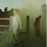 COLIN JELLICOE (1942-2018) TWO WORKS OIL ON BOARD ?Fletcher Moss Fence, Jackie Williams and C.J.?