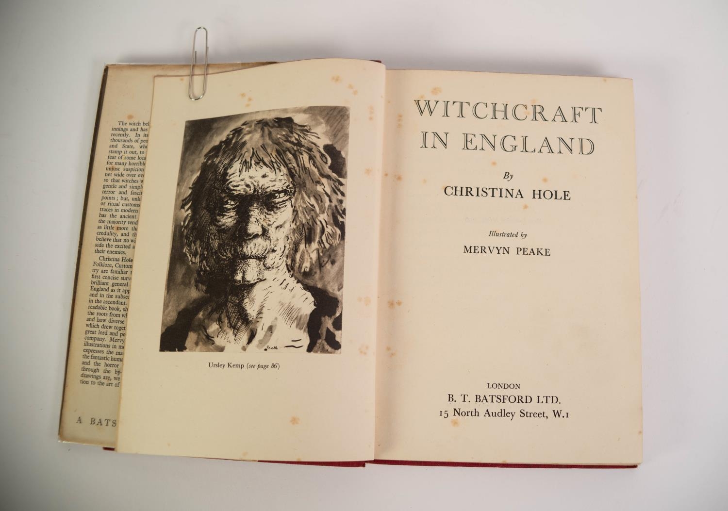 WITCHCRAFT FOLK-LORE. Christina Hole - Witchcraft in England, pub Batsford, first published 1945, - Image 4 of 8