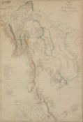 NINETEENTH CENTURY HAND COLOURED MAP OF BURMAH, SIAM, ANAN & C, BY EDWARD WELLER FOR WEEKLY DISPATCH