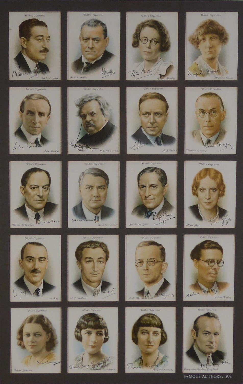SET OF FORTY EIGHT REPRODUCTION WILL?S CIGARETTE CARDS ?FAMOUS AUTHORS, 1937? Mounted and framed