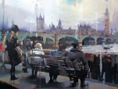 CHRISTIAN HOOK (b.1971) ARTIST SIGNED LIMITED EDITION COLOUR PRINT ?Embankment?, (37/195), no