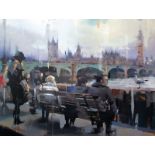 CHRISTIAN HOOK (b.1971) ARTIST SIGNED LIMITED EDITION COLOUR PRINT ?Embankment?, (37/195), no