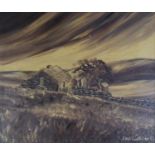 JACK CUTHBERT (TWENTIETH/ TWENTY FIRST CENTURY) PAIR OF SEPIA OIL PAINTINGS ON CANVAS Farm houses