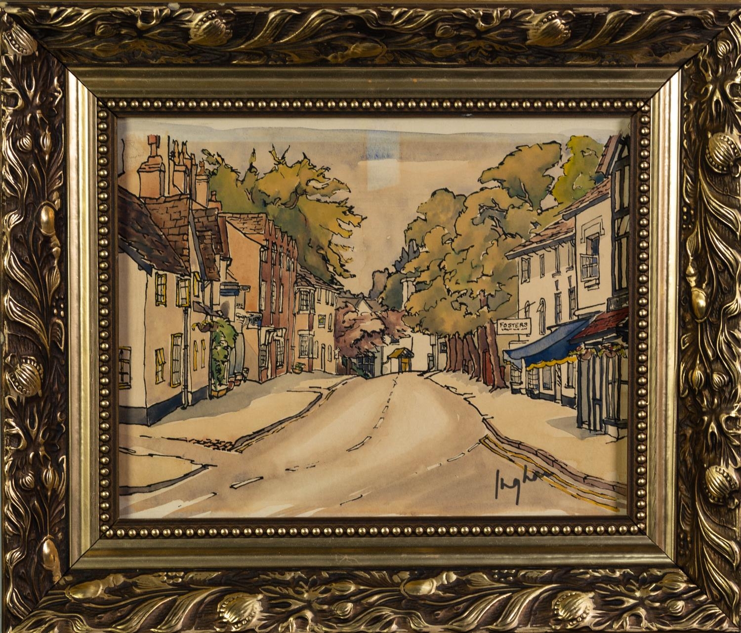 MARGO INGHAM (1918-1978) PEN AND WATERCOLOUR DRAWING Prestbury High Street Signed 7 ½? x 9 ½? ( - Image 2 of 7