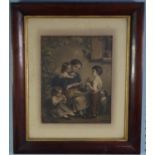 PAIR OF VICTORIAN MEZZOTINTS IN COLOURS Young women with children 12? x 9 ½? (30.5cm x 24.2cm) In