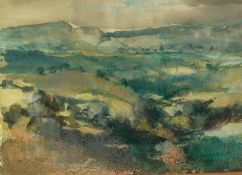 PATTY MARTIN (TWENTIETH CENTURY) MIXED MEDIA ON PAPER ?Cheshire Landscape? Signed, titled verso 9 ½?
