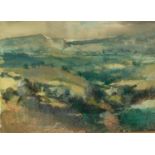 PATTY MARTIN (TWENTIETH CENTURY) MIXED MEDIA ON PAPER ?Cheshire Landscape? Signed, titled verso 9 ½?