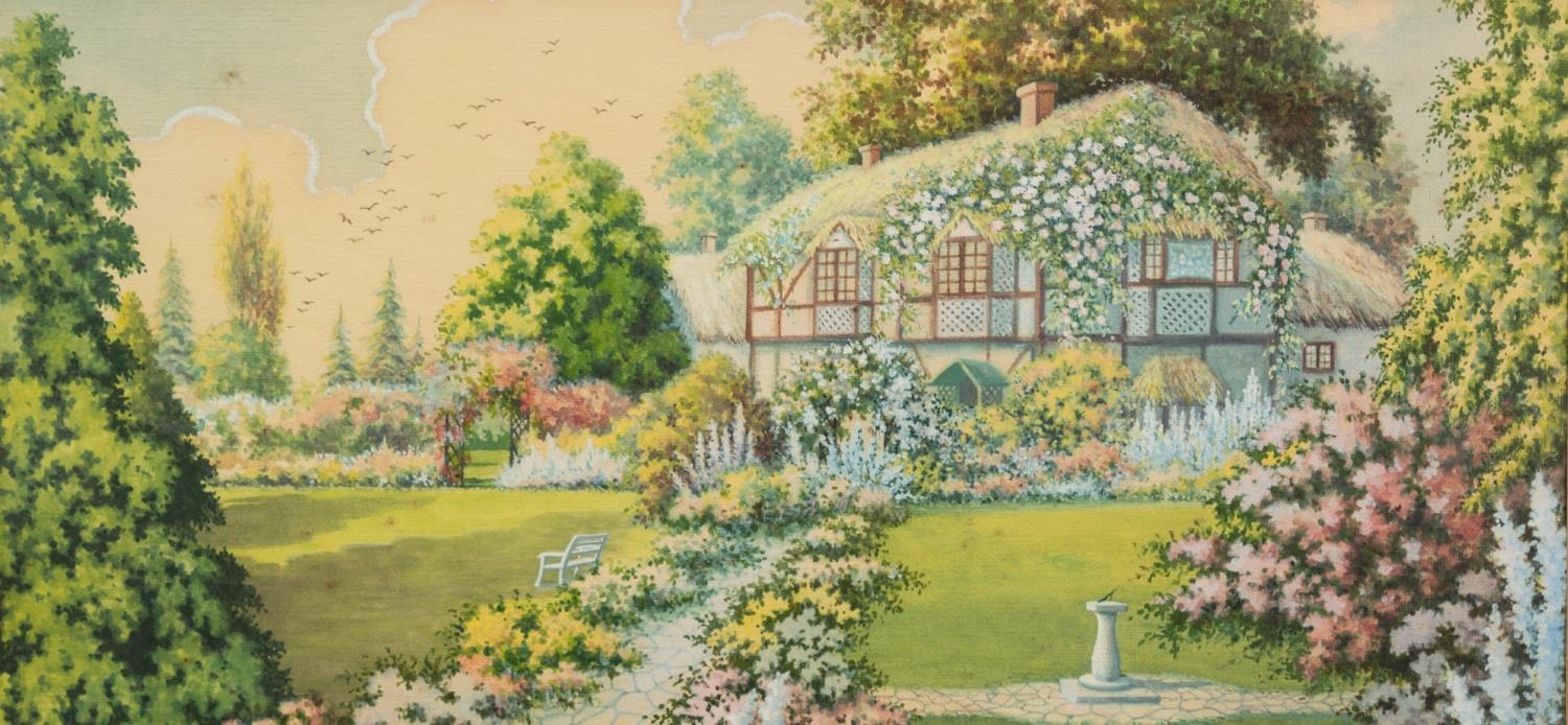 HAROLD J McCORMICK (Early 20th Century) WATERCOLOUR DRAWINGS Two similar flower-filled thatched - Image 8 of 8