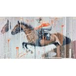 KRIS HARDY (b.1978) MIXED MEDIA ON CANVAS ?Race Horse? Signed, titled to gallery label verso 20? x