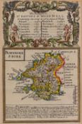 ANTIQUE HAND COLOURED MAP OF ?THE ROAD FROM ST. DAVID?S TO HOLYWELL, with a HAND COLOURED MAP OF