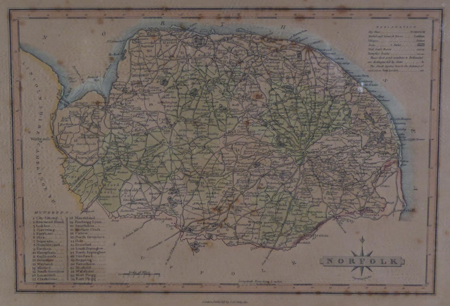 NINETEENTH CENTURY HAND COLOURED MAP OF CHESHIRE, published by PIGOT & Co, with ?Chester - Image 2 of 2