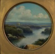 WILLIAM TATE (Late 19th Century) CIRCULAR OIL PAINTING ON MILLBOARD Near Richmond, Yorks Signed with