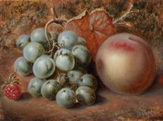 JOSEPH HENRY BYARD (NINETEENTH/ TWENTIETH CENTURY) OIL PAINTING ON CARD Still-life fruit against a