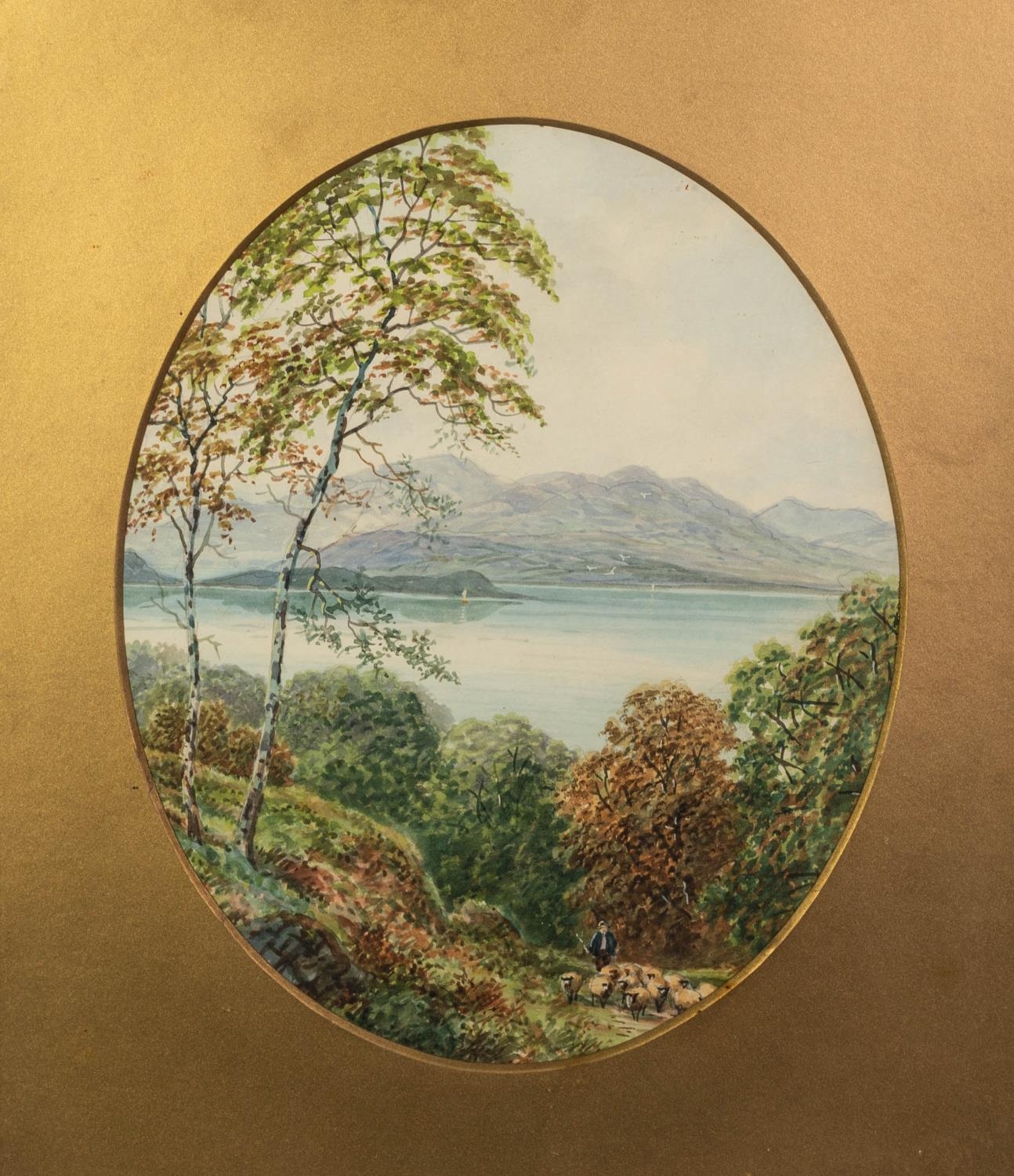 UNATTRIBUTED (EARLY TWENTIETH CENTURY) PAIR OF WATERCOLOUR DRAWINGS Highland lake scenes with cattle - Image 3 of 4