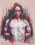 ZINSKY (MODERN) COLOURED PENCIL DRAWING ON PAPER ?Iggy Pop, The Stooges? Signed and titled,