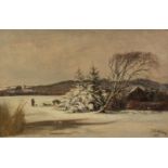 J.G. SILKEBORG? (NINETEENTH CENTURY DANISH SCHOOL) OIL PAINTING ON CANVAS Winter landscape with