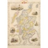 J. RAPKIN (19th Century) ENGRAVED AND HAND COLOURED MAP OF SCOTLAND, published by J & F Tallis,