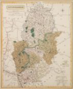 J & C WALKER (19th Century) ENGRAVED AND HAND COLOURED MAP OF NOTTINGHAMSHIRE, published by Longman,