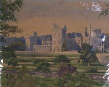 G. YATES (TWENTIETH CENTURY) WATERCOLOUR DRAWING Castle in a landscape Signed and indistinctly dated
