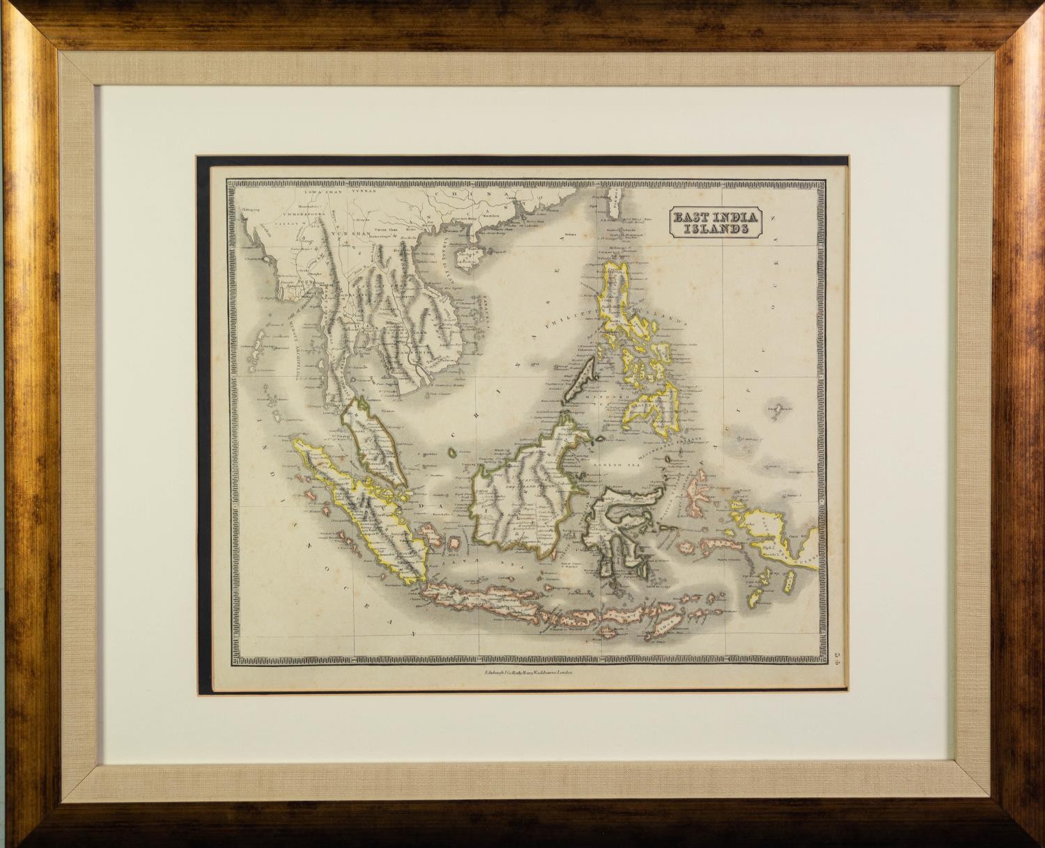 NINETEENTH CENTURY HAND COLOURED MAP OF EAST INDIA ISLANDS, PUBLISHED BY J. GELLATLY AND HENRY - Image 2 of 2