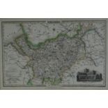 NINETEENTH CENTURY HAND COLOURED MAP OF CHESHIRE, published by PIGOT & Co, with ?Chester