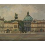 AXEL JOHANSEN (DANISH, 1872-1938) OIL PAINTING ON CANVAS The Amalienborg Palace, Copenhagen Signed