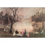 HELEN BRADLEY ARTIST SIGNED COLOUR PRINT Our Picnic Guild stamped 15 3/4in x 23 1/4in (40 x 59cm)