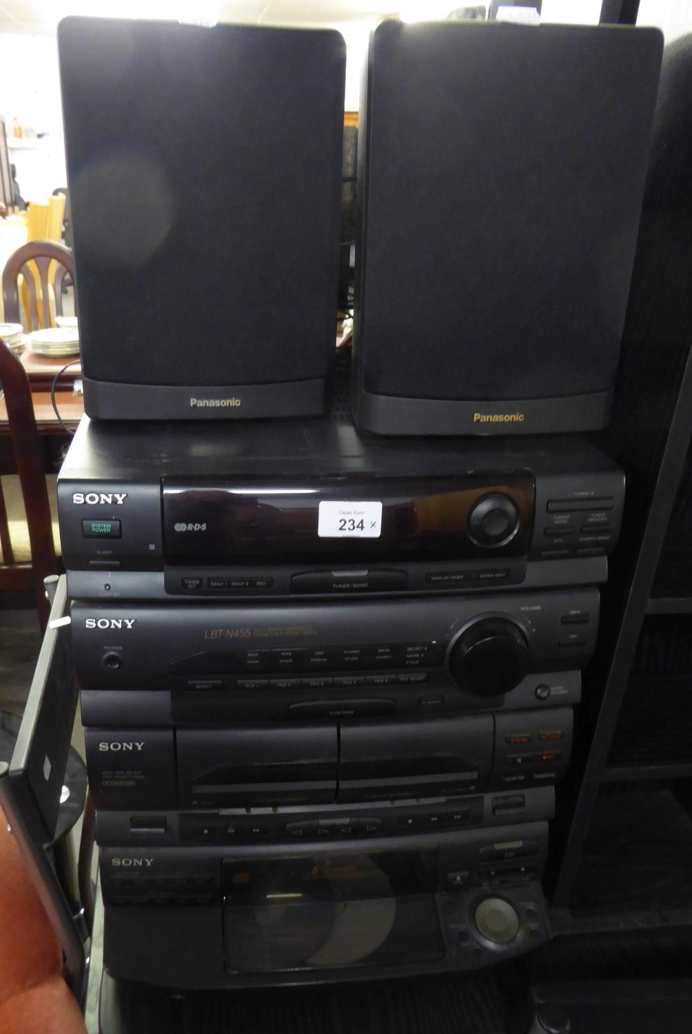 SONY LBT-N455 FULLY REMOTE CONTROLLED HIFI SYSTEM, WITH A PAIR OF SONY LOUDSPEAKERS; A PAIR OF