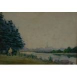 UNATTRIBUTED (EARLY TWENTIETH CENTURY) FIVE AMATEUR WATERCOLOUR DRAWINGS The largest, a riverscape