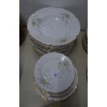 TWENTY TWO PIECE GERMAN PORCELAIN PART DINNER SERVICE, NOW SUITABLE FOR FOUR PERSONS, printed with