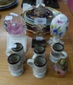 SMALL MIXED LOT OF CERAMICS AND GLASS, to include: LLADRO FIGURE OF A YOUNG GIRL, CAITHNESS ?PINK