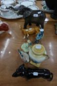 BESWICK POTTERY- MODEL OF A BULL ELEPHANT, Modelled with trunk raised, PALOMINO HORSE, both a/f,