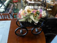 A DOLL'S VINTAGE STYLE PRAM OR FLOWER RECEIVER