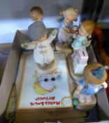 FIVE MABEL LUCIE ATTWELL FIGURINES WITH SIX GREETINGS CARDS, BOOK AND CD ROM