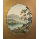 UNATTRIBUTED (EARLY TWENTIETH CENTURY) PAIR OF WATERCOLOUR DRAWINGS Highland lake scenes with cattle