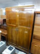 AW-LYN MAHOGANY TWO DOOR FITTED WARDROBE WITH HANG COMPARTMENT AND RIGHT-HAND SECTION WITH